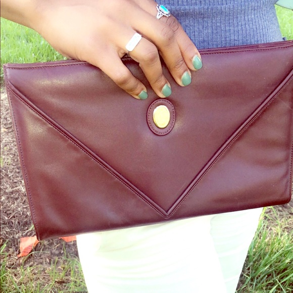 Burgundy FS Originals Vintage Leather Clutch - Picture 1 of 5